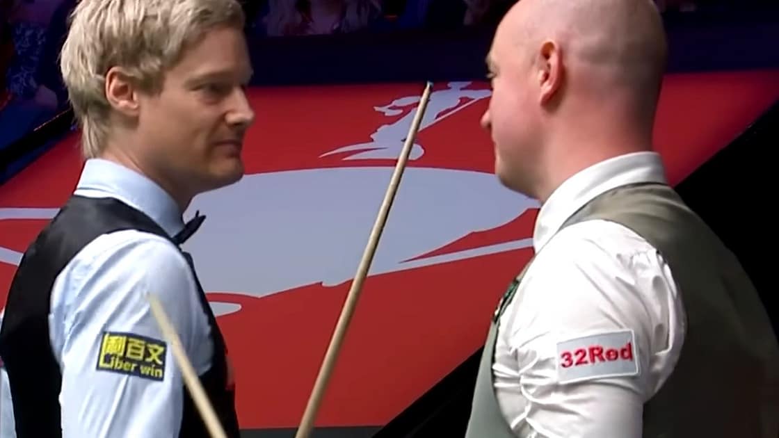 Neil Robertson putosi avauskierroksella vuoden 2025 MM-kisoissa Neil Robertson ja Chris Wakelin kättelevät snookerottelun jälkeen Cruciblessa