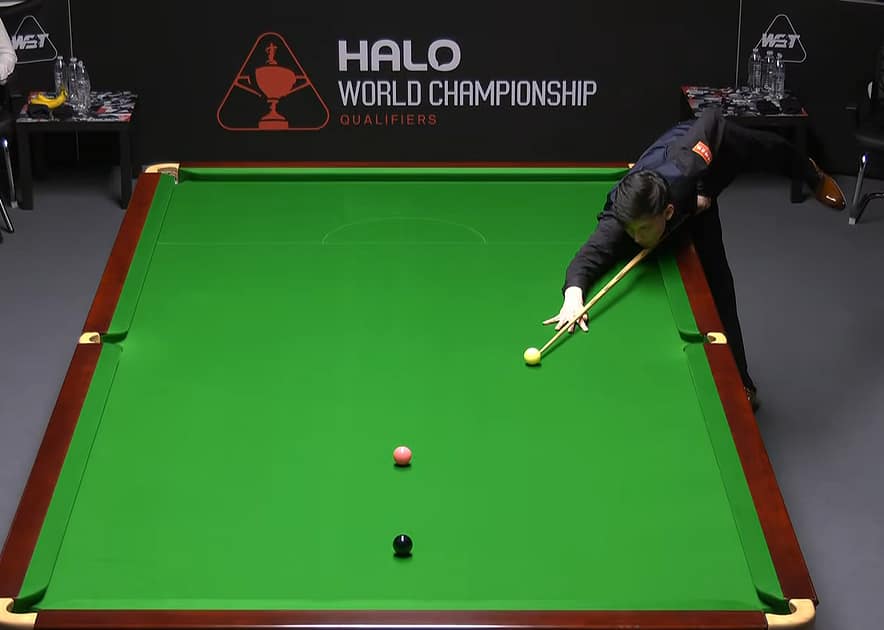 Wang Xinbo lyöntivuorossa MM-karsinnoissa Wang Xinbo lyöntiasennossa snookerin MM-karsinnoissa